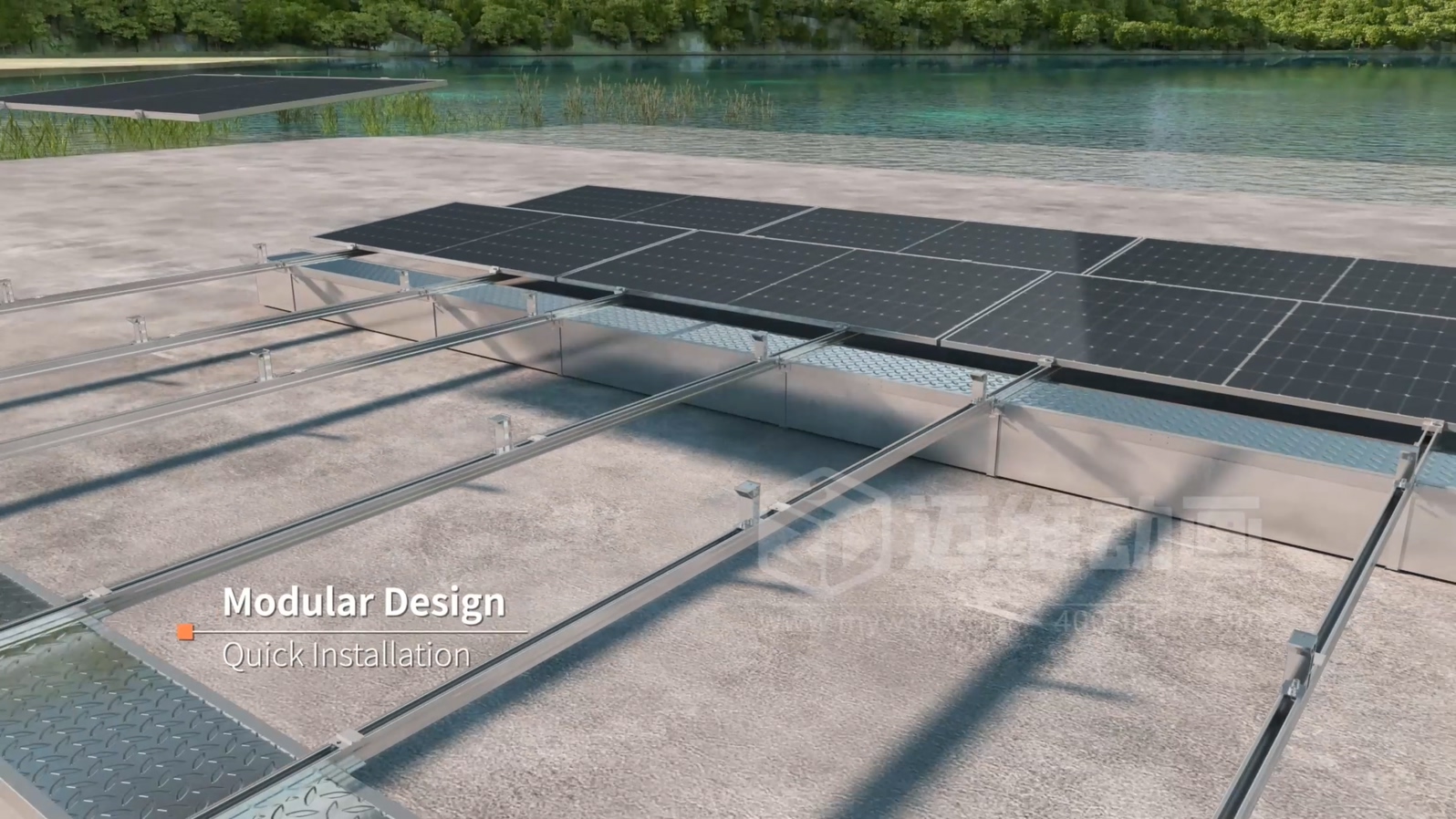 漂浮式光伏支架產(chǎn)品三維動畫展示(圖2) 漂浮式光伏支架產(chǎn)品三維動畫展示(圖2)