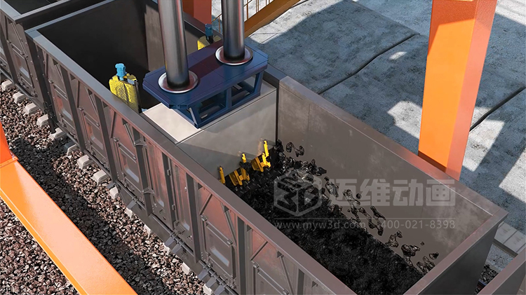 工業(yè)三維動(dòng)畫賦能：火車箱粘凍煤清車機(jī)器人自動(dòng)化清掃工藝可視化方案(圖3)