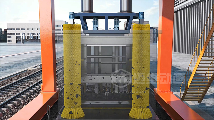 工業(yè)三維動(dòng)畫賦能：火車箱粘凍煤清車機(jī)器人自動(dòng)化清掃工藝可視化方案(圖4)